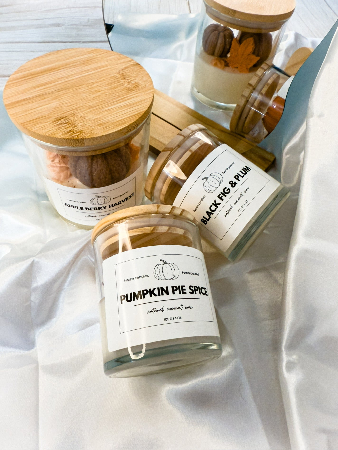 Pumpkin Glass Jar Candle with Bamboo Lid β 2 Sizes