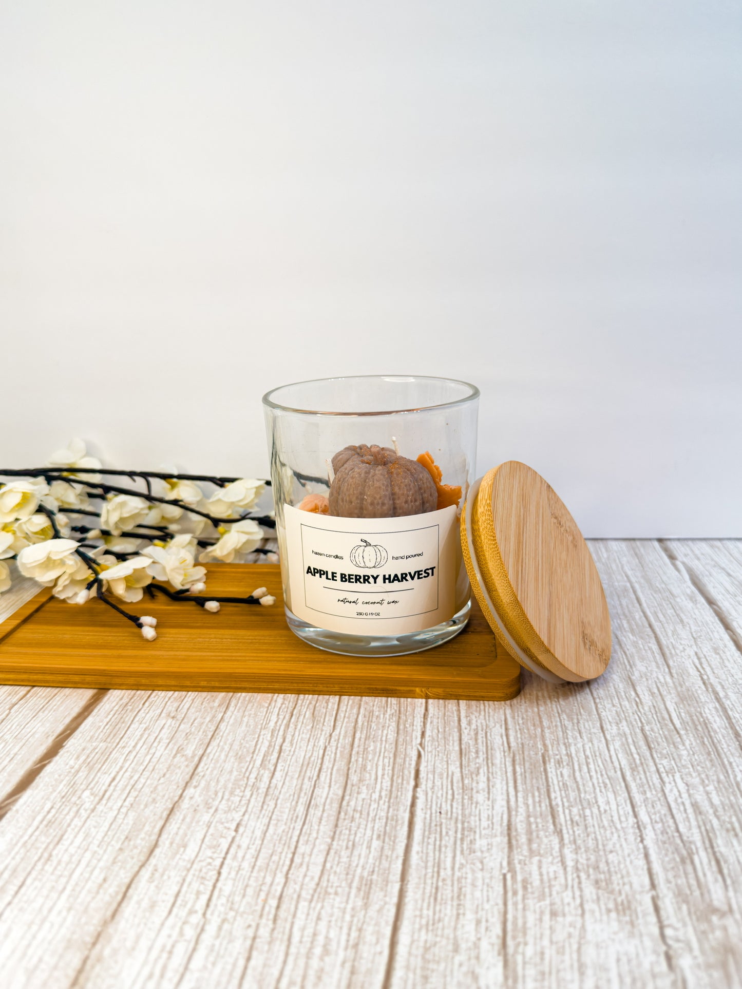 Pumpkin Glass Jar Candle with Bamboo Lid β 2 Sizes