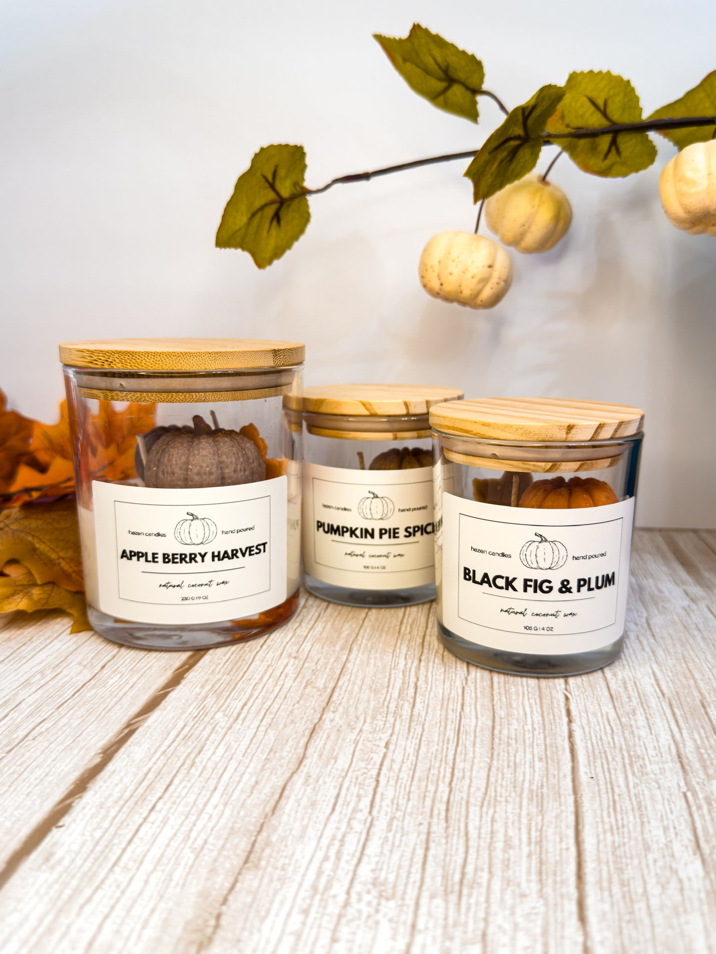 Pumpkin Glass Jar Candle with Bamboo Lid β 2 Sizes