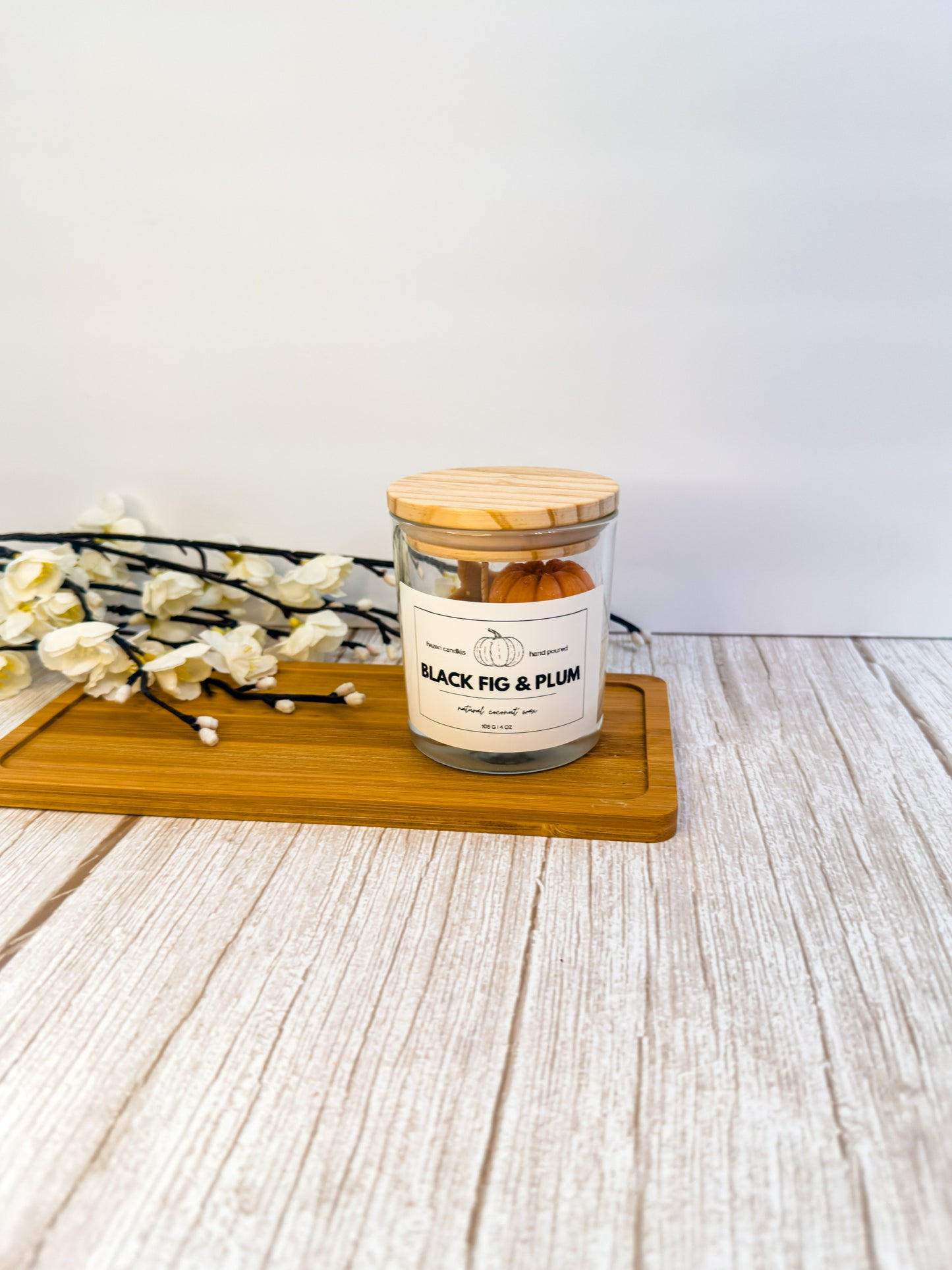 Pumpkin Glass Jar Candle with Bamboo Lid – 2 Sizes