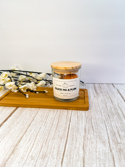 Pumpkin Glass Jar Candle with Bamboo Lid – 2 Sizes