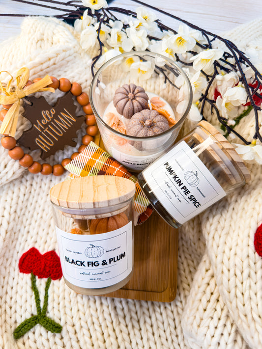 Pumpkin Glass Jar Candle with Bamboo Lid – 2 Sizes