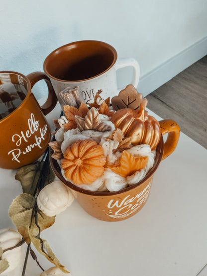 Warm & Cozy Fall Mug Candle – Reusable Autumn Gift